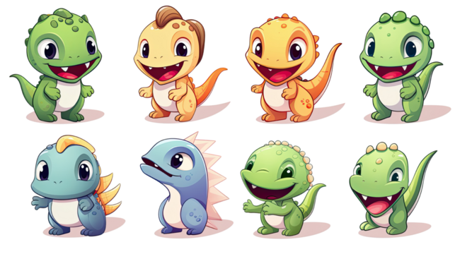 Set of Funny Cartoon Monsters Characters Isolated on White Background
