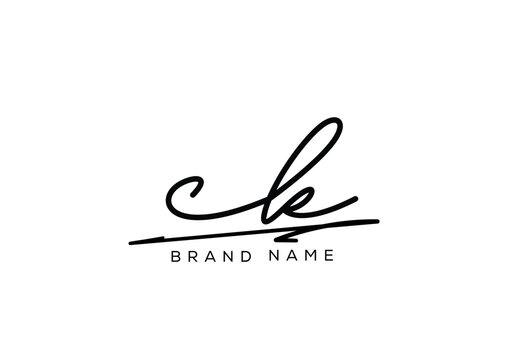 CK letter elegant cursive beauty handwriting logo.