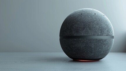 Minimalist Sphere with Textured Surface and Subtle Orange Glow on a Plain Surface