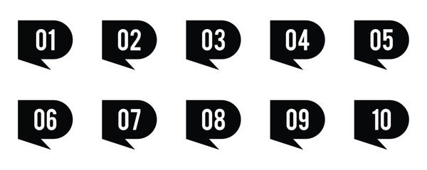 Numbers set 1 to 10 vector icon set illustration on white background. EPS 10