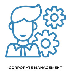 Corporate Management Blue Line Icon