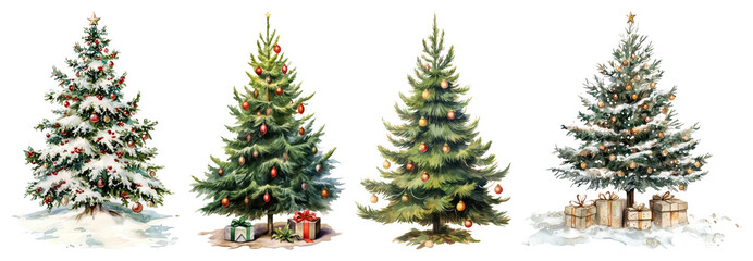 Fototapeta na wymiar PNG Festive Christmas tree illustrations, element set on transparent background