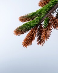 Fototapeta premium Close-Up View of Evergreen Pine Branch with Green and Brown Needles