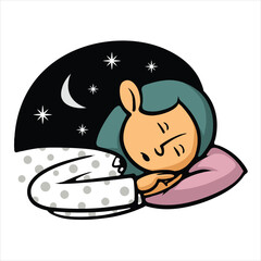 Woman sleeping cartoon vector illustration