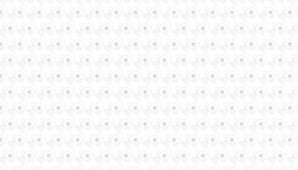 Grey outline flower and swirl seamless pattern background