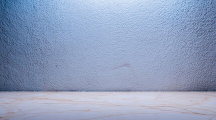 Elegant Blue Wall with Marble Countertop for Display or Presentation