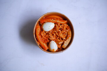 a cup of spicy korean noodle 