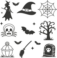 Halloween Elements Vector illustration Silhouette