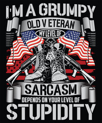 Obraz premium Old Veteran Sarcasm – USA Patriotic Military Design