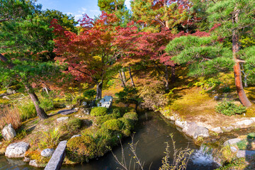 Gardens of Tenryu-ji temple in autumn in Arashiyama, Kyoto, Japan