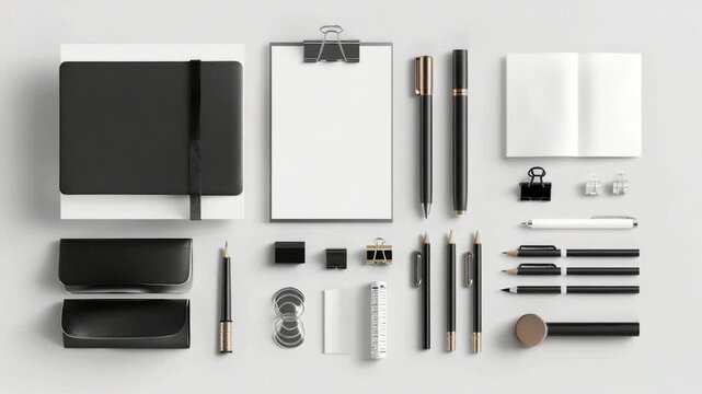 Various office supplies arranged on a table with plenty of room for creativity and productivity