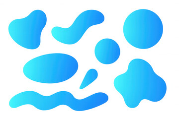 Abstract blue gradient shapes floating on transparent backdrop, enhancing graphic design and creative visual compositions