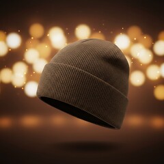 深みのある茶色ニット帽、温もりと光