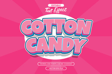 3d cotton candy editable text effect with pink comic background