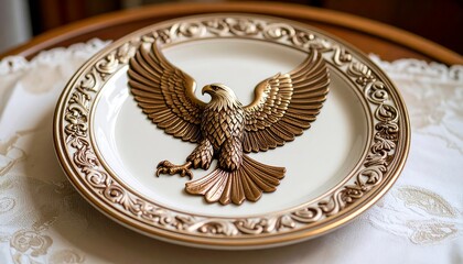Ornate plate with gold eagle