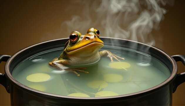 The Boiling Frog A frog in a pot of water with the heat slowly r
