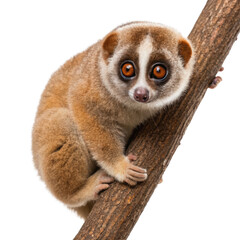 Fototapeta premium cute slow loris on a tree branch slow loris loris animal loris cartoon loris portrait loris primate transparent background image