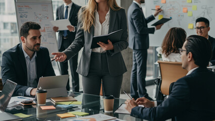 Business Team Collaborating and Discussing Strategy in a Modern Office