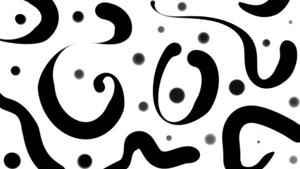 Abstract black and white pattern with curved shapes dots.