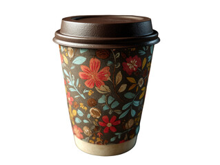 A disposable coffee cup with a floral design (1)