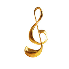 Fototapeta premium Golden treble clef, glossy, isolated on black