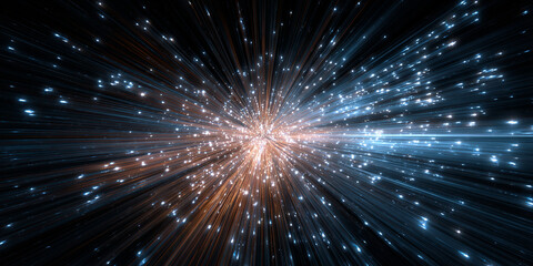 Abstract glowing light burst representing fast internet data transfer - AI generated