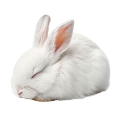 Obraz premium cute white bunny sleeping 3d illustration on white bunny bunny rabbit rabbit 3d illustration bunny cartoon rabbit pet transparent background image
