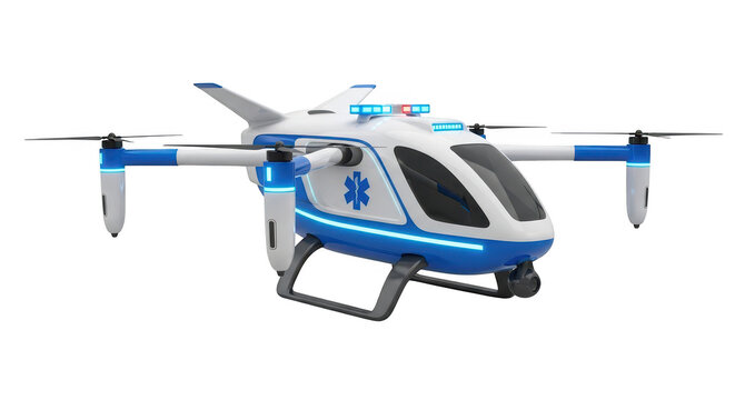 3d icon of ambulance drone isolated on transparent background, a modern and innovative medical transport for emergency rescue and healthcare services