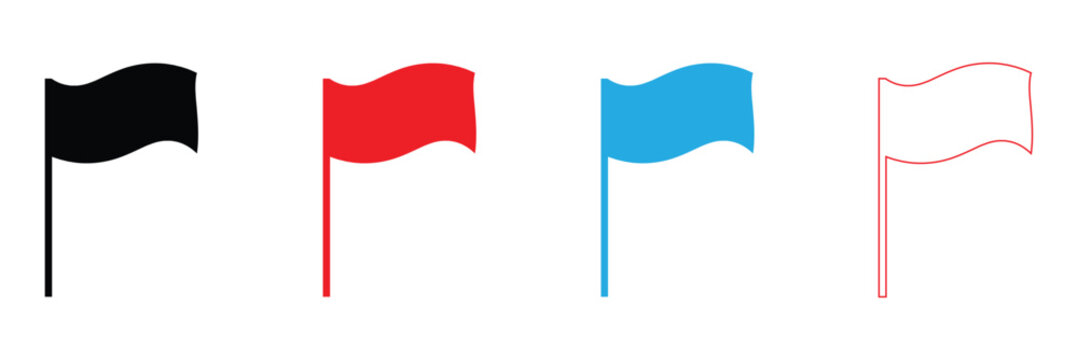 Red flags. Red flag icon set, start and finish symbols. Target symbols .Vector illustration . EPS 10 .