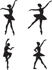 Ballet Dancer Silhouettes and Vector Icons Classical and Graceful Poses