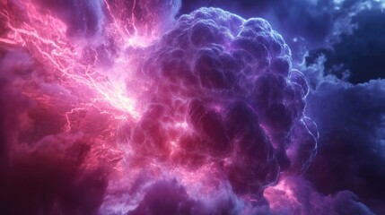 Obraz premium Futuristic Neural AI Cloud Processing Massive Data U