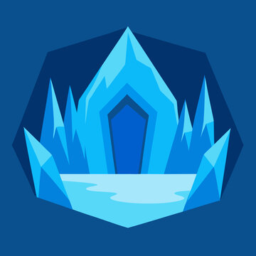 Cartoon icy crystal cavern vector illustration