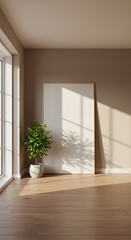 Obraz premium 朝の光と植物 穏やかな空間