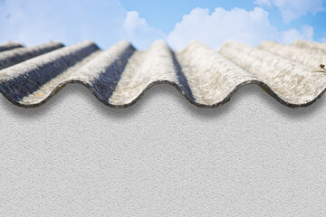 Old aged and damaged dangerous roof made of prefabricated and wave-shaped panels