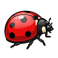 Obraz premium Illustration of detailed illustration of a ladybug with red shell and black spots, isolated on transparent background