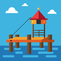 Naklejka premium Cartoon fishing pier vector illustration