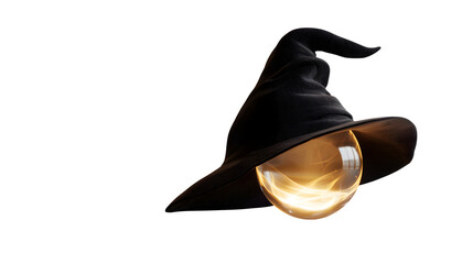 Wizard’s Hat with Crystal Ball 3d rendered, isolated on transparent background