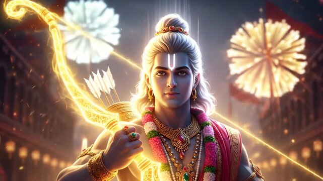 Lord Rama with Bow and Arrow Festive Vijayadashami  Dussehra  Navratri  Durga Puja Illustration