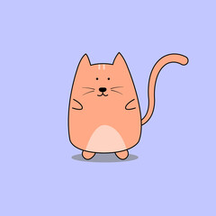 Illustration vector graphic of cute fat cat on blue background.