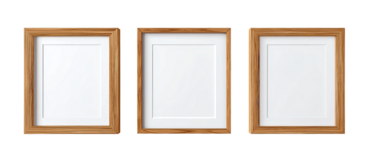 Three light-brown wooden picture frames (1)