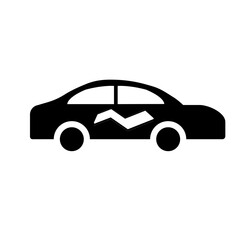Fototapeta premium Black silhouette vector of a car with unique line detail on the door. Perfect for transport, automotive, rental, taxi, ride sharing, and travel design projects.