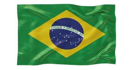 The National Flag of Brazil Waving in the Wind.