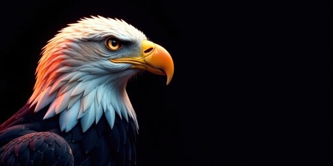 Obraz premium Majestic Bald Eagle Profile Against a Dark Background, a Symbol of Freedom and Power