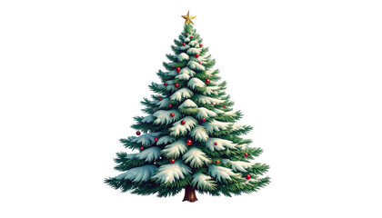 Fototapeta premium Christmas tree covered with thick layers of snow winter holiday decoration seasonal festive pine evergreen symbol isolated on white background
