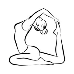 Elegant Line Art Depiction of a Woman in a Deep Yoga Backbend Revealing Grace Flexibility and Inner Peace Serene and Minimalist
