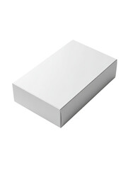 Blank white rectangular box.  Simple, solid, and plain white cardboard box.  Product packaging mockup