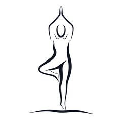 Elegant Yoga Tree Pose Silhouette A Symbol of Balance Harmony and Holistic Wellness in Minimalist Style