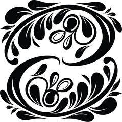 Elegant black flourish design decorative ornamental swirls for creative projects vector