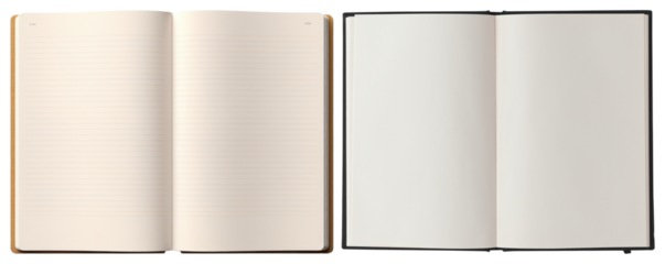 PNG Open lined and blank notebooks, element set on transparent background