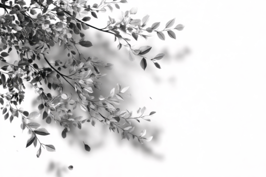 Overlay effects of realistic branches and leaves shadows isolated on transparent background